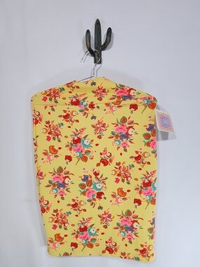 NWT Luluroe Cassie Yellow Floral Pull On Wide Waistband Stretch Pencil Skirt Sm